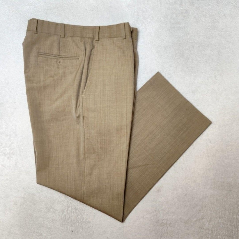Brooks Brothers Pants Mens 34x30 Beige Wool Tweed Classic Straight Suit Dress